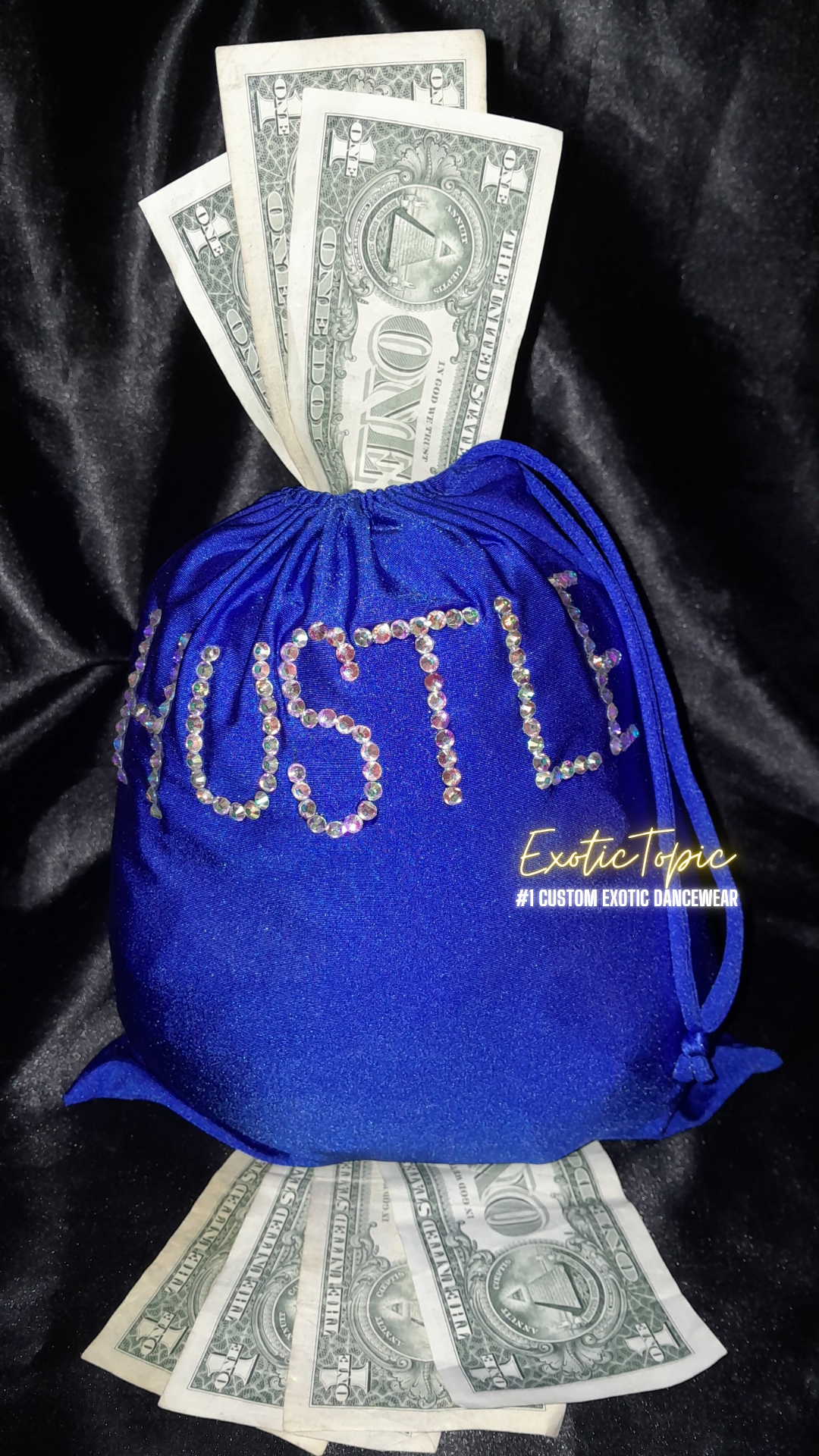 "HUSTLE" BLUE MONEY BAG