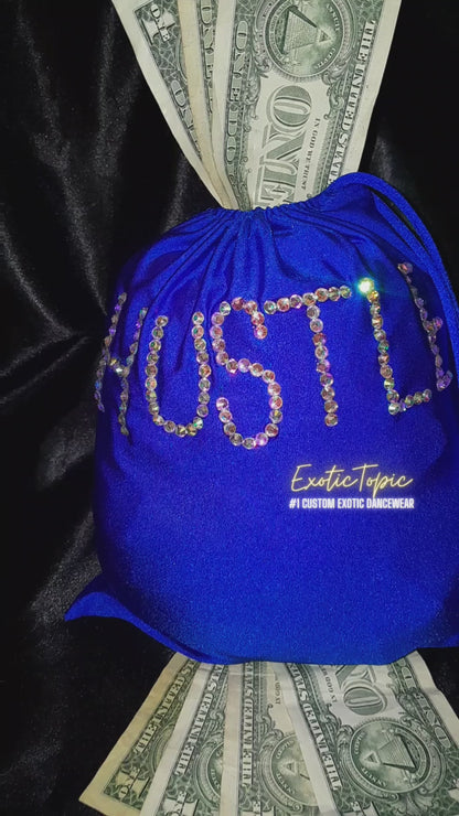 "HUSTLE" BLUE MONEY BAG